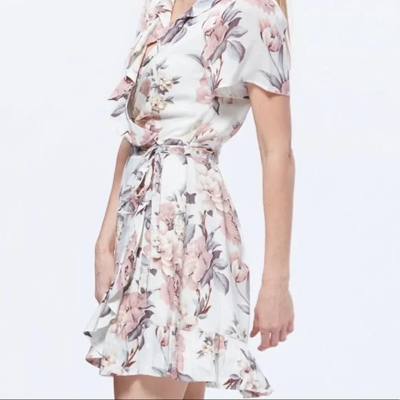 Paige Cardamon floral ruffle wrap dress - Picture 3 of 6